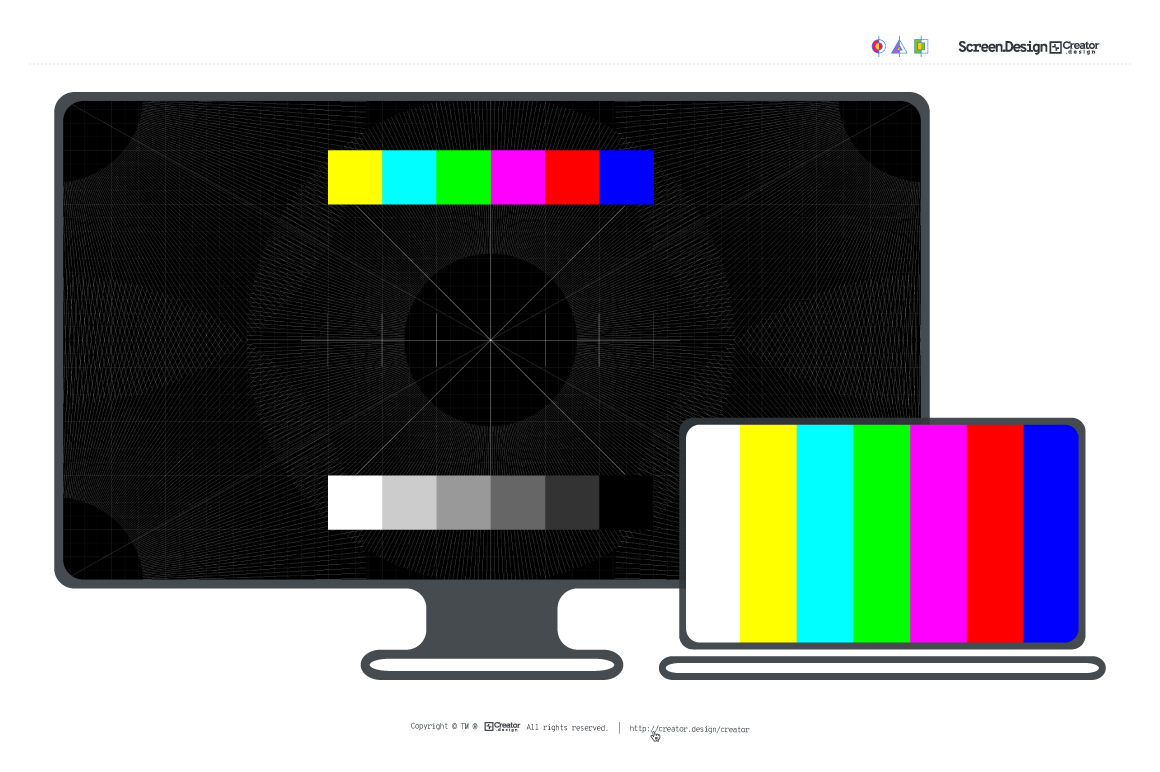 Screen.Design[+]Creator. Create desktop test screen Patterns Color Bars SMPTE / T.